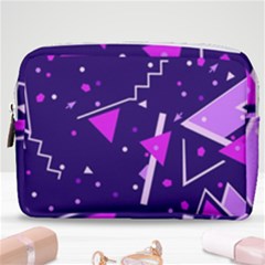 Purple Blue Geometric Pattern Make Up Pouch (medium) by Pakjumat