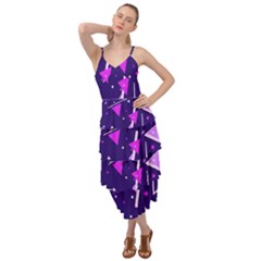 Purple Blue Geometric Pattern Layered Bottom Dress by Pakjumat