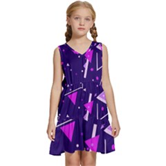 Memphis Pattern Geometric Abstract Kids  Sleeveless Tiered Mini Dress by Pakjumat