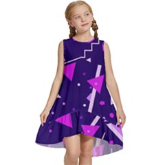 Memphis Pattern Geometric Abstract Kids  Frill Swing Dress by Pakjumat