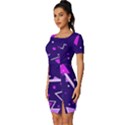 Memphis Pattern Geometric Abstract Fitted Knot Split End Bodycon Dress View2