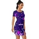 Memphis Pattern Geometric Abstract Fitted Knot Split End Bodycon Dress View3