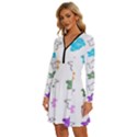 Set Up Element Disjunct Image Long Sleeve Deep V Mini Dress  View2