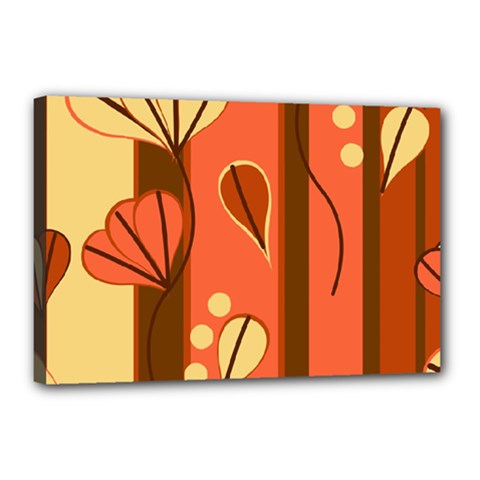 Amber Yellow Stripes Leaves Floral Canvas 18  X 12  (stretched) by Pakjumat