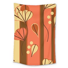 Amber Yellow Stripes Leaves Floral Large Tapestry by Pakjumat