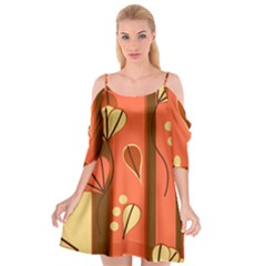 Amber Yellow Stripes Leaves Floral Cutout Spaghetti Strap Chiffon Dress by Pakjumat