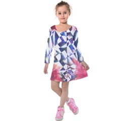 Abstract Art Work 1 Kids  Long Sleeve Velvet Dress