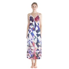 Abstract Art Work 1 Button Up Chiffon Maxi Dress