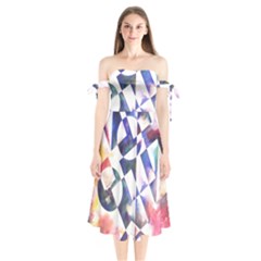 Abstract Art Work 1 Shoulder Tie Bardot Midi Dress