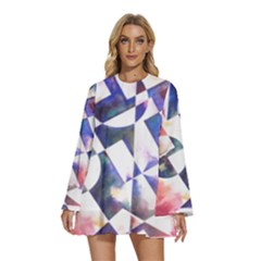 Abstract Art Work 1 Round Neck Long Sleeve Bohemian Style Chiffon Mini Dress by mbs123