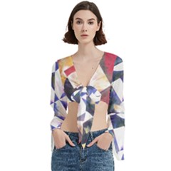 Abstract Art Work 1 Trumpet Sleeve Cropped Top