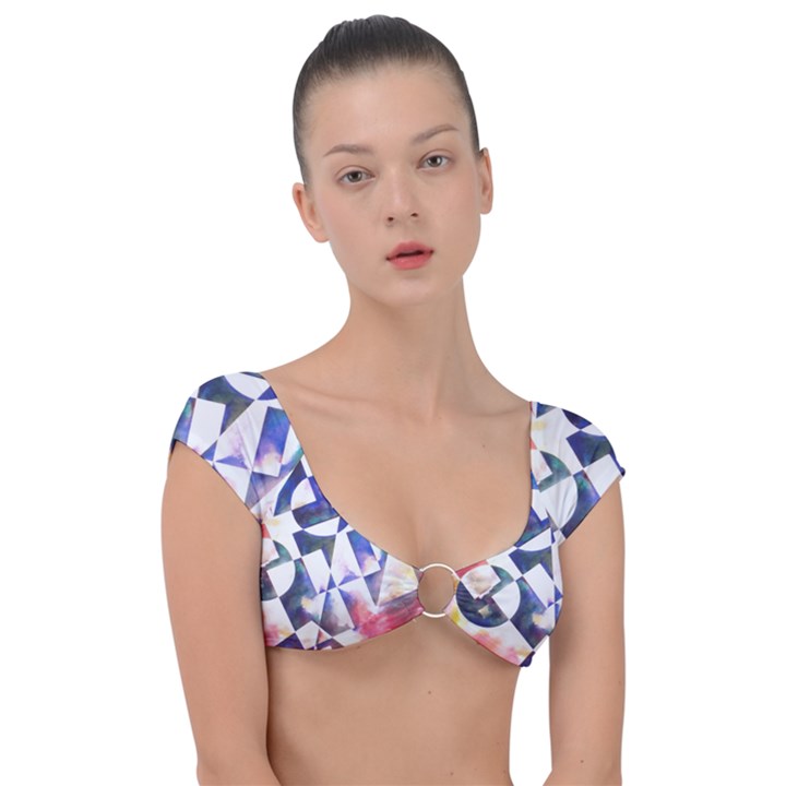 Abstract Art Work 1 Cap Sleeve Ring Bikini Top