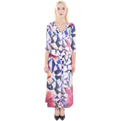 Abstract Art Work 1 Quarter Sleeve Wrap Maxi Dress