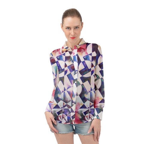 Abstract Art Work 1 Long Sleeve Chiffon Shirt by mbs123