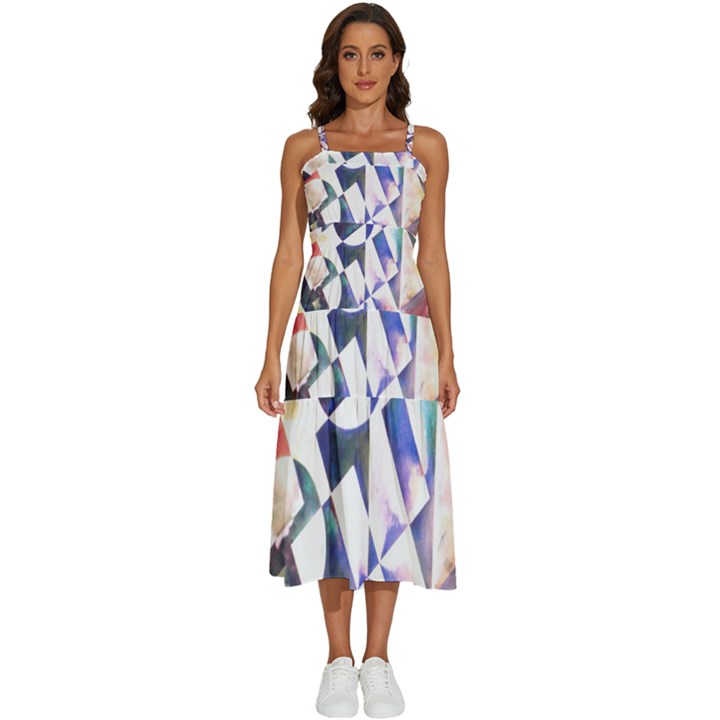 Abstract Art Work 1 Sleeveless Shoulder Straps Boho Dress