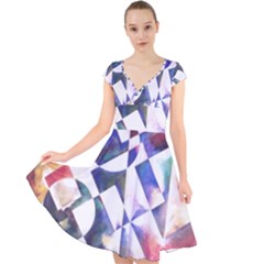 Abstract Art Work 1 Cap Sleeve Front Wrap Midi Dress by mbs123