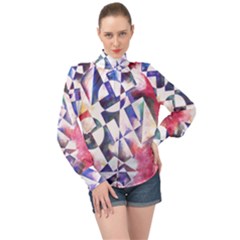 Abstract Art Work 1 High Neck Long Sleeve Chiffon Top by mbs123