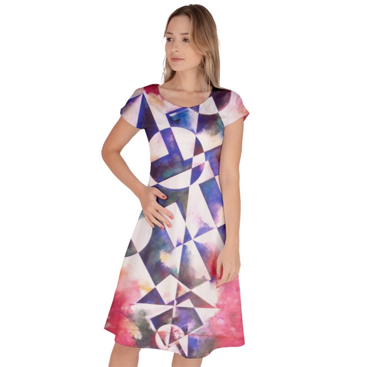 Abstract Art Work 1 Classic Short Sleeve Dress