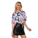 Abstract Art Work 1 Mid Sleeve Drawstring Hem Top View3