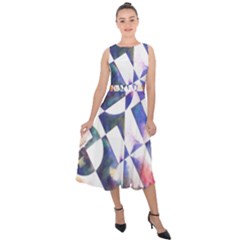 Abstract Art Work 1 Midi Tie-back Chiffon Dress