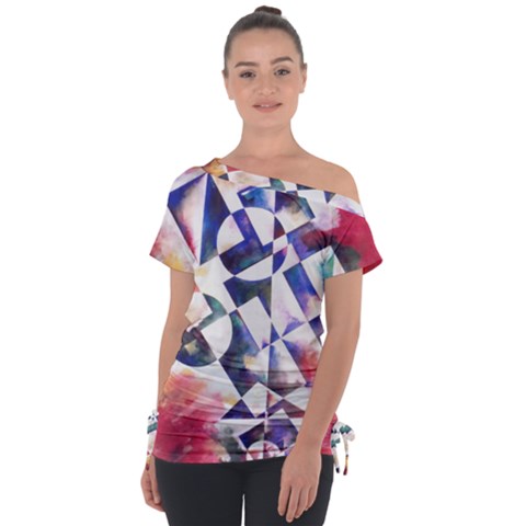 Abstract Art Work 1 Off Shoulder Tie-up T-shirt by mbs123