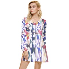 Abstract Art Work 1 Tiered Long Sleeve Mini Dress by mbs123