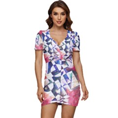 Abstract Art Work 1 Low Cut Cap Sleeve Mini Dress