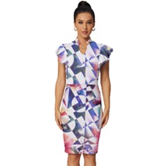 Abstract Art Work 1 Vintage Frill Sleeve V-neck Bodycon Dress by mbs123