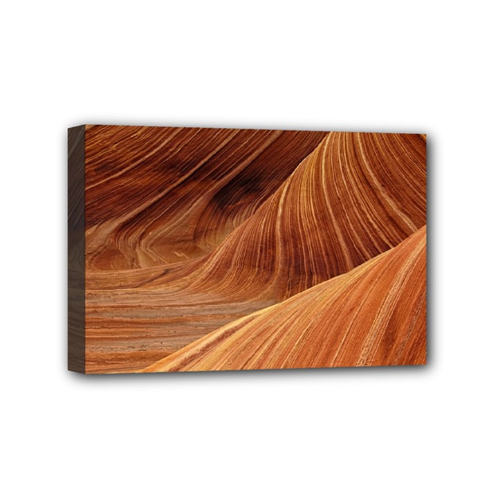 Sandstone The Wave Rock Nature Red Sand Mini Canvas 6  x 4  (Stretched)