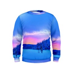 Winter Landscape Snow Forest Trees Kids  Sweatshirt by Amaryn4rt