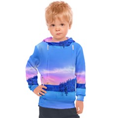 Winter Landscape Snow Forest Trees Kids  Hooded Pullover