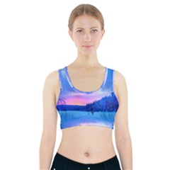 Winter Landscape Snow Forest Trees Sports Bra With Pocket