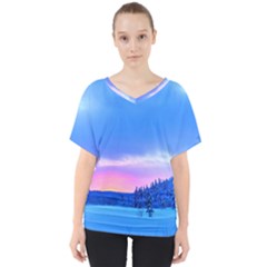 Winter Landscape Snow Forest Trees V-neck Dolman Drape Top