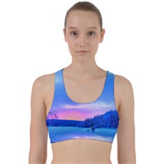 Winter Landscape Snow Forest Trees Back Weave Sports Bra by Amaryn4rt