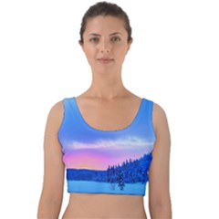 Winter Landscape Snow Forest Trees Velvet Crop Top