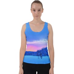 Winter Landscape Snow Forest Trees Velvet Tank Top