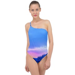 Winter Landscape Snow Forest Trees Classic One Shoulder Swimsuit