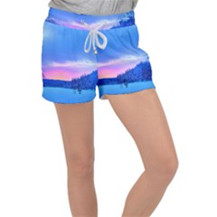 Winter Landscape Snow Forest Trees Women s Velour Lounge Shorts