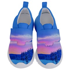 Winter Landscape Snow Forest Trees Kids  Velcro No Lace Shoes