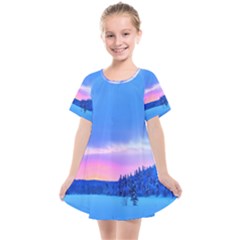 Winter Landscape Snow Forest Trees Kids  Smock Dress