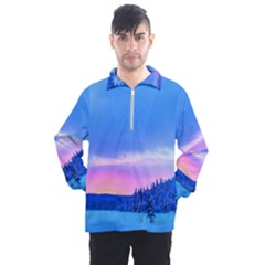 Winter Landscape Snow Forest Trees Men s Half Zip Pullover