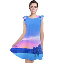 Winter Landscape Snow Forest Trees Tie Up Tunic Dress