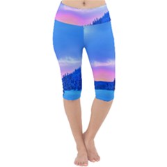 Winter Landscape Snow Forest Trees Lightweight Velour Cropped Yoga Leggings