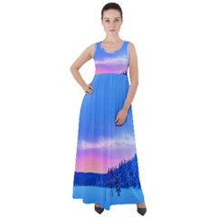 Winter Landscape Snow Forest Trees Empire Waist Velour Maxi Dress