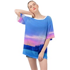 Winter Landscape Snow Forest Trees Oversized Chiffon Top