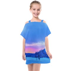 Winter Landscape Snow Forest Trees Kids  One Piece Chiffon Dress