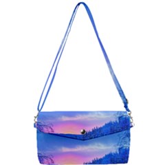 Winter Landscape Snow Forest Trees Removable Strap Clutch Bag