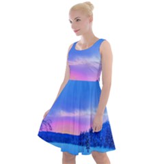 Winter Landscape Snow Forest Trees Knee Length Skater Dress