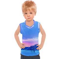 Winter Landscape Snow Forest Trees Kids  Sport Tank Top