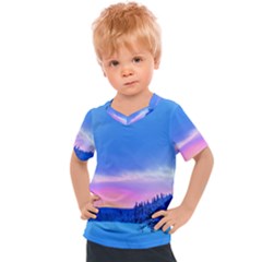 Winter Landscape Snow Forest Trees Kids  Sports T-shirt